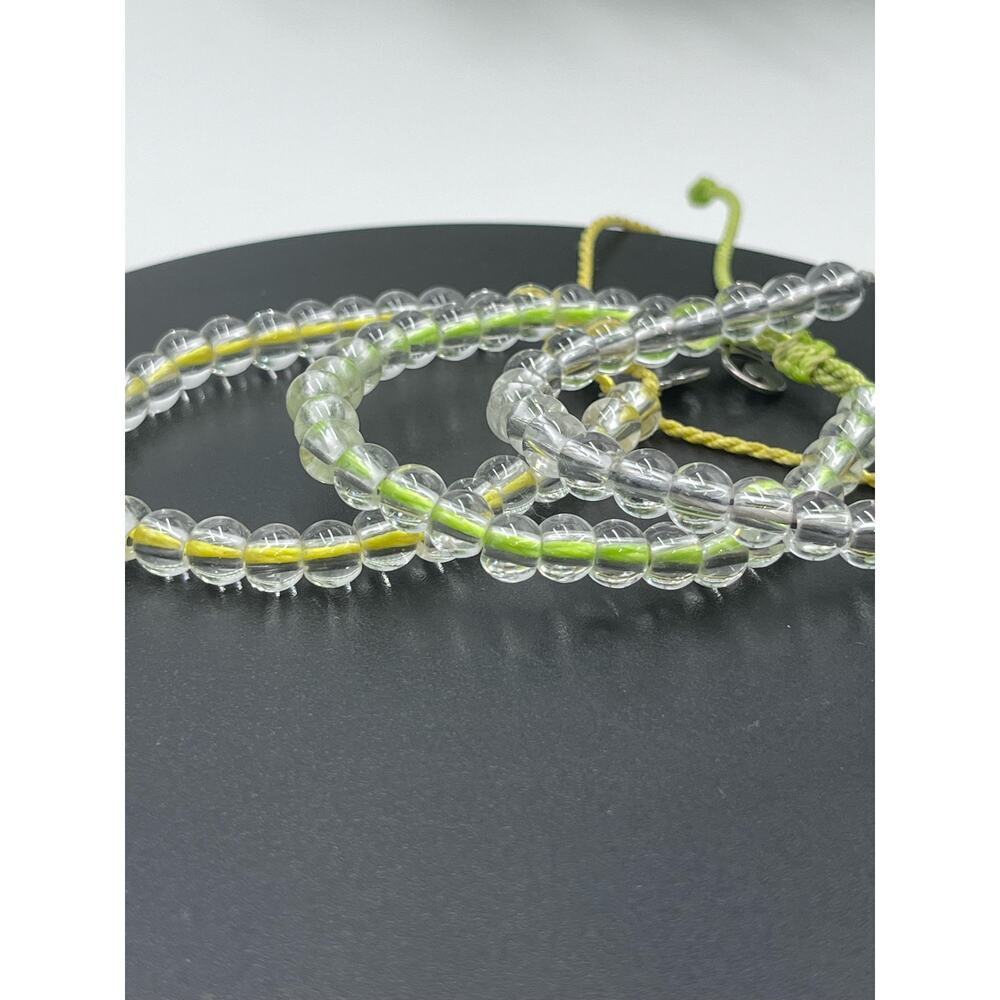 4ocean Recycled Bali Beaded Adjustable Yellow Blue Gray Bracelet set‎ of three